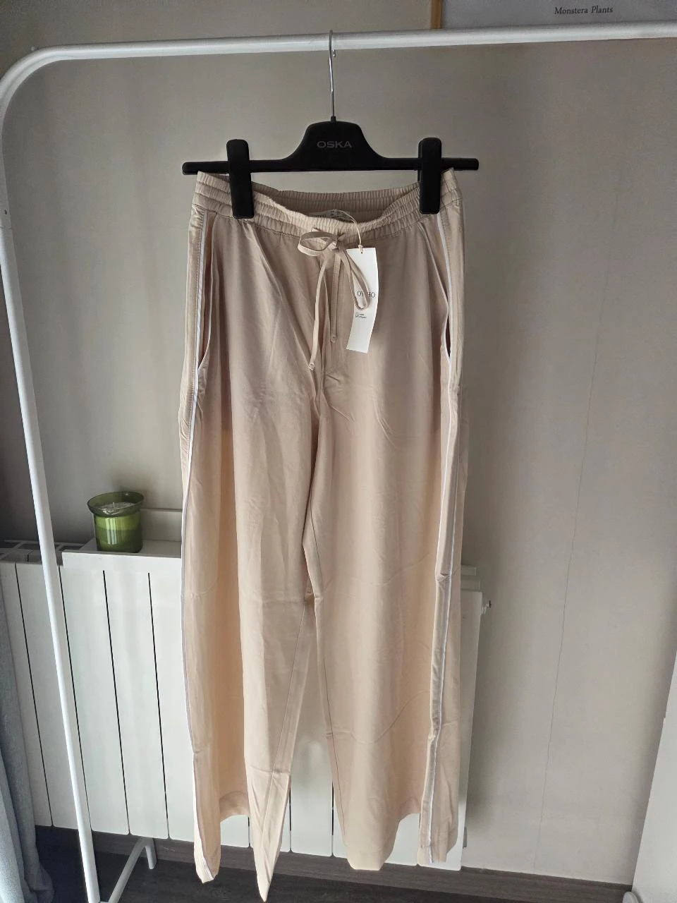 Cream fluid wide-leg trousers Oysho casual chic loungewear – Size XS–New – photo 2